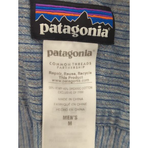 Patagonia Hemp Organic Cotton Button Up Gray Blue Chambray Shirt Men's Medium - Picture 6 of 6
